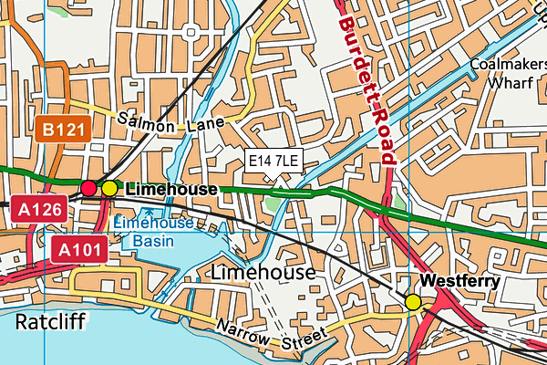 E14 7LE map - OS VectorMap District (Ordnance Survey)