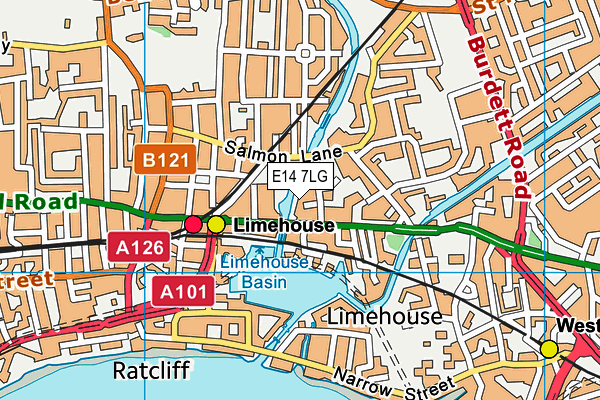 E14 7LG map - OS VectorMap District (Ordnance Survey)