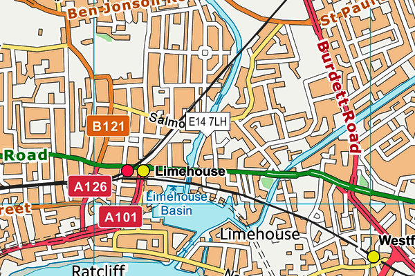 E14 7LH map - OS VectorMap District (Ordnance Survey)