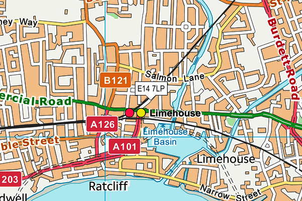 E14 7LP map - OS VectorMap District (Ordnance Survey)