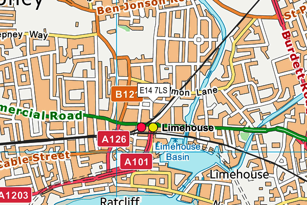 E14 7LS map - OS VectorMap District (Ordnance Survey)