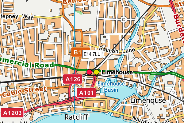 E14 7LU map - OS VectorMap District (Ordnance Survey)