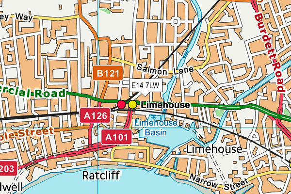 E14 7LW map - OS VectorMap District (Ordnance Survey)