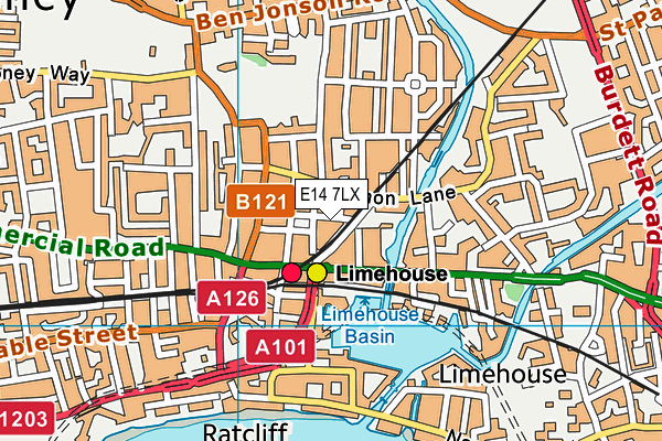 E14 7LX map - OS VectorMap District (Ordnance Survey)