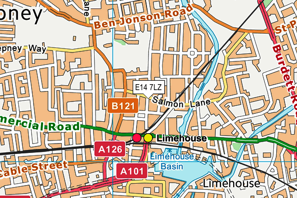 E14 7LZ map - OS VectorMap District (Ordnance Survey)