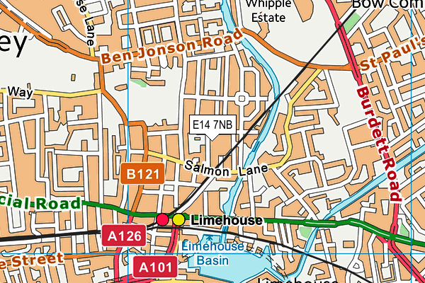 E14 7NB map - OS VectorMap District (Ordnance Survey)