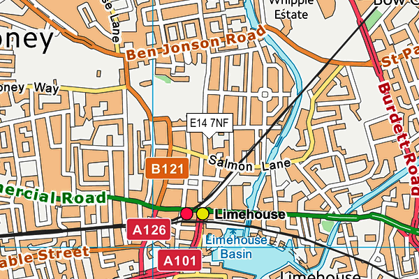 E14 7NF map - OS VectorMap District (Ordnance Survey)