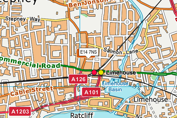 E14 7NS map - OS VectorMap District (Ordnance Survey)