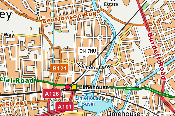 E14 7NU map - OS VectorMap District (Ordnance Survey)