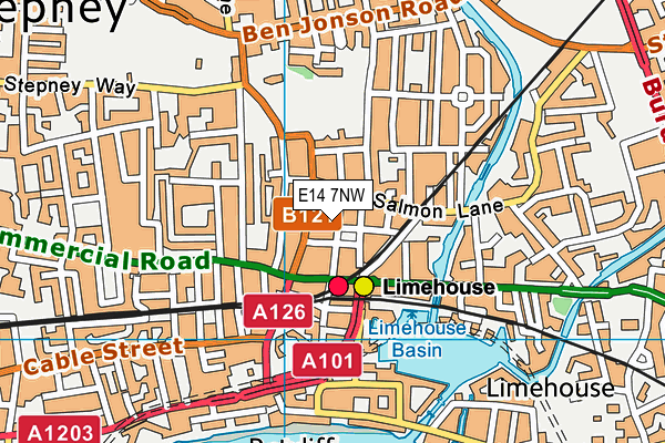 E14 7NW map - OS VectorMap District (Ordnance Survey)