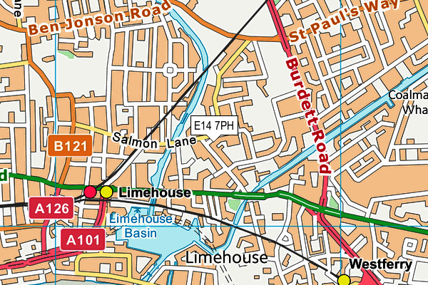 E14 7PH map - OS VectorMap District (Ordnance Survey)