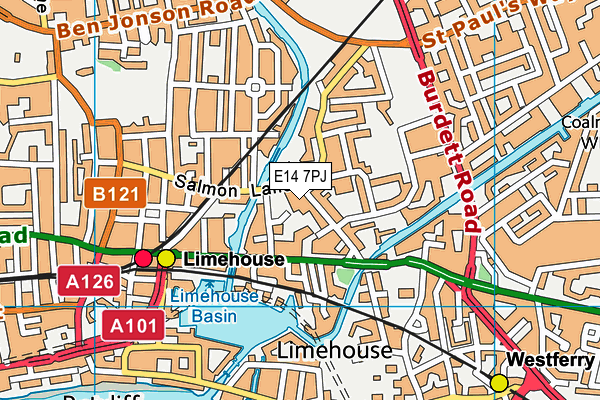 E14 7PJ map - OS VectorMap District (Ordnance Survey)