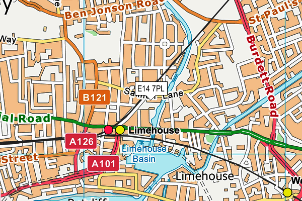 E14 7PL map - OS VectorMap District (Ordnance Survey)