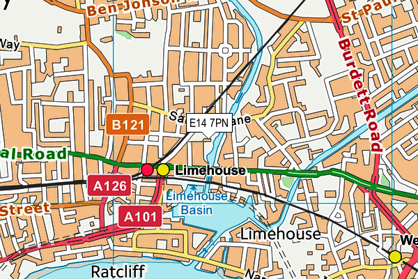 E14 7PN map - OS VectorMap District (Ordnance Survey)