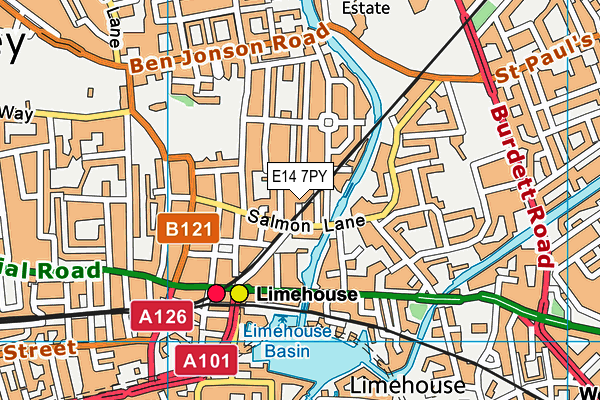 E14 7PY map - OS VectorMap District (Ordnance Survey)