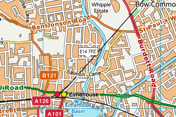 E14 7PZ map - OS VectorMap District (Ordnance Survey)