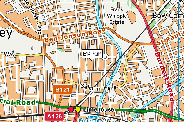 E14 7QP map - OS VectorMap District (Ordnance Survey)