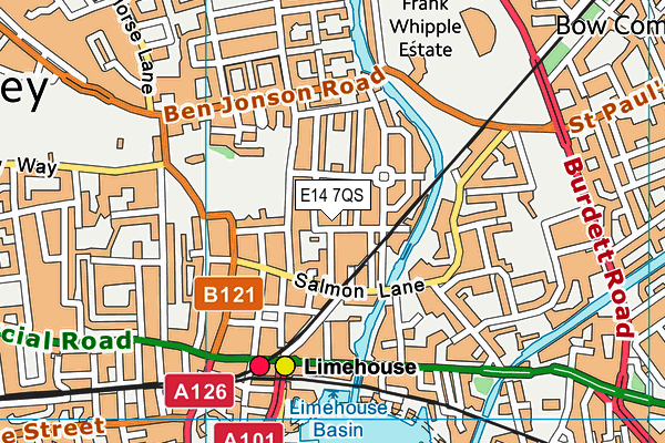 E14 7QS map - OS VectorMap District (Ordnance Survey)