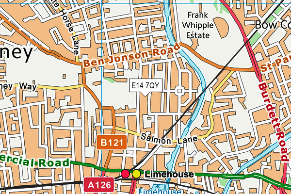 E14 7QY map - OS VectorMap District (Ordnance Survey)