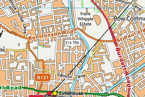 E14 7RA map - OS VectorMap District (Ordnance Survey)