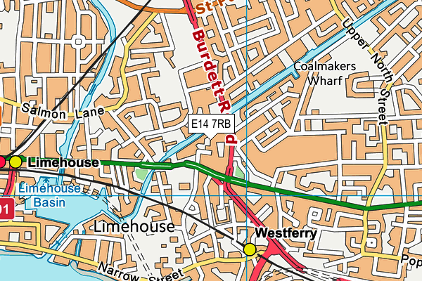 E14 7RB map - OS VectorMap District (Ordnance Survey)