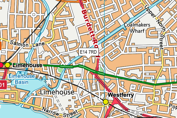 E14 7RD map - OS VectorMap District (Ordnance Survey)