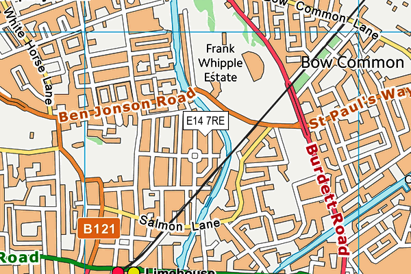 E14 7RE map - OS VectorMap District (Ordnance Survey)