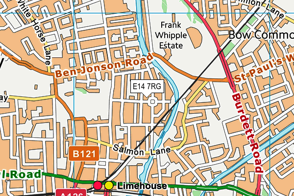 E14 7RG map - OS VectorMap District (Ordnance Survey)