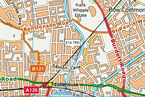 E14 7RH map - OS VectorMap District (Ordnance Survey)