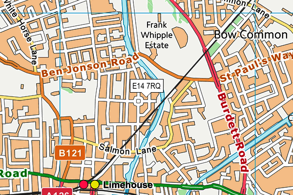 E14 7RQ map - OS VectorMap District (Ordnance Survey)