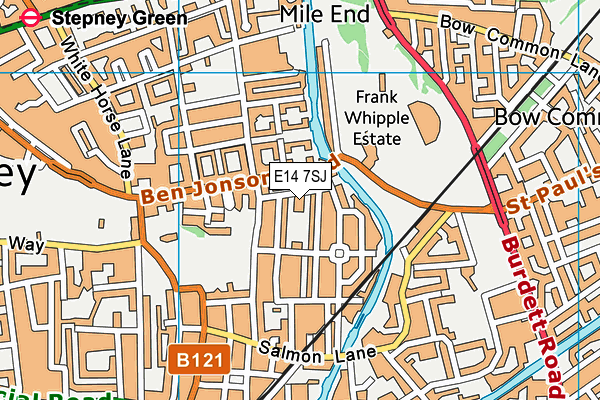 E14 7SJ map - OS VectorMap District (Ordnance Survey)