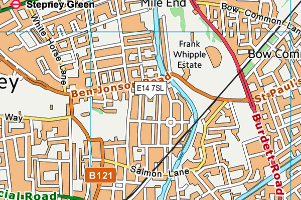 E14 7SL map - OS VectorMap District (Ordnance Survey)