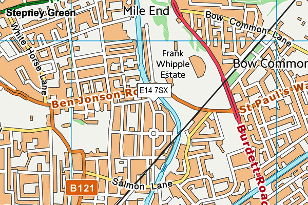 E14 7SX map - OS VectorMap District (Ordnance Survey)