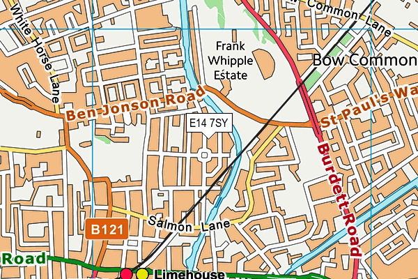 E14 7SY map - OS VectorMap District (Ordnance Survey)