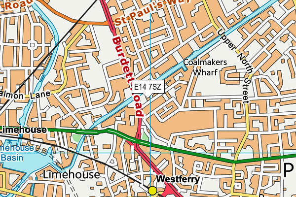 E14 7SZ map - OS VectorMap District (Ordnance Survey)