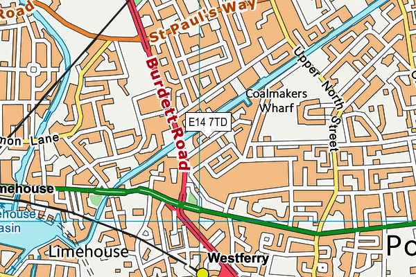 E14 7TD map - OS VectorMap District (Ordnance Survey)