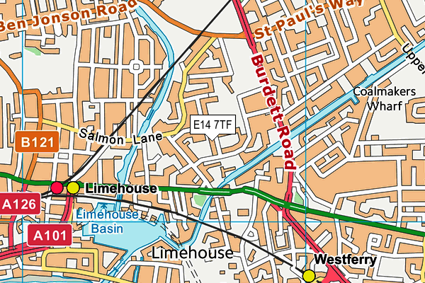 Stepney Greencoat Church of England Primary School map (E14 7TF) - OS VectorMap District (Ordnance Survey)
