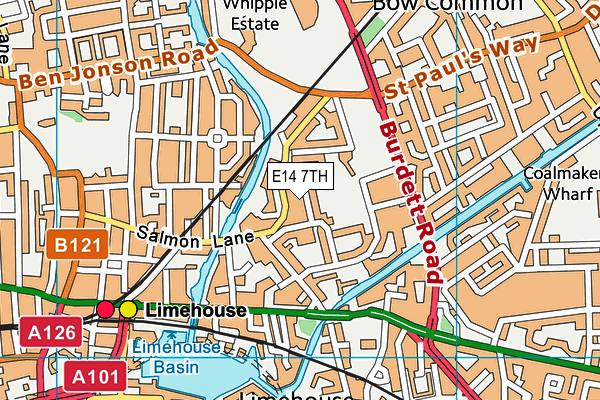 E14 7TH map - OS VectorMap District (Ordnance Survey)