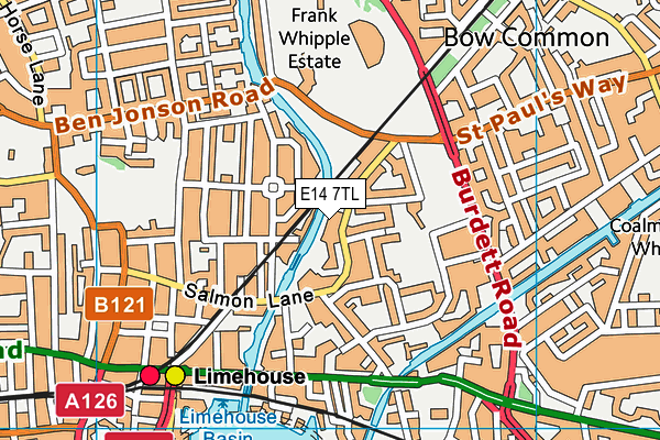 E14 7TL map - OS VectorMap District (Ordnance Survey)