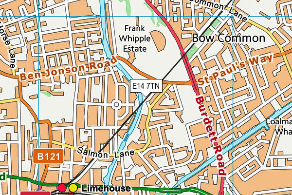 E14 7TN map - OS VectorMap District (Ordnance Survey)