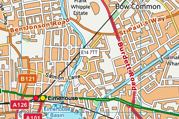 E14 7TT map - OS VectorMap District (Ordnance Survey)