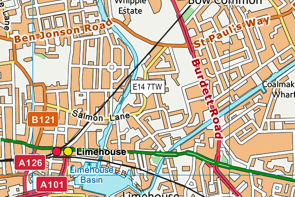 E14 7TW map - OS VectorMap District (Ordnance Survey)