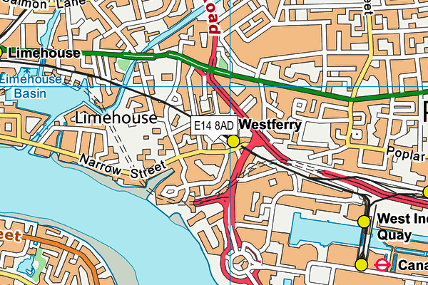 E14 8AD map - OS VectorMap District (Ordnance Survey)