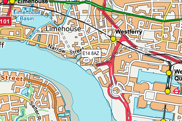 E14 8AZ map - OS VectorMap District (Ordnance Survey)