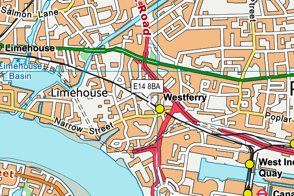 E14 8BA map - OS VectorMap District (Ordnance Survey)