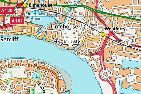 E14 8BB map - OS VectorMap District (Ordnance Survey)