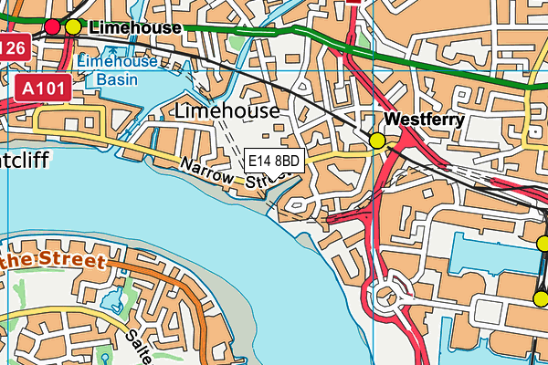 E14 8BD map - OS VectorMap District (Ordnance Survey)