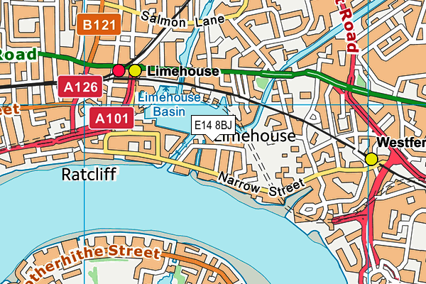 E14 8BJ map - OS VectorMap District (Ordnance Survey)