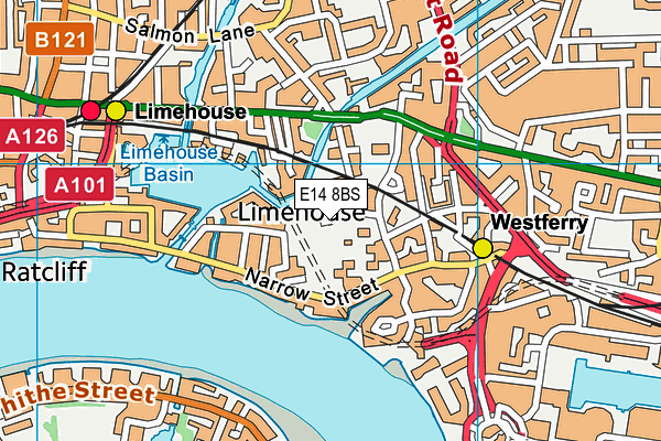 E14 8BS map - OS VectorMap District (Ordnance Survey)