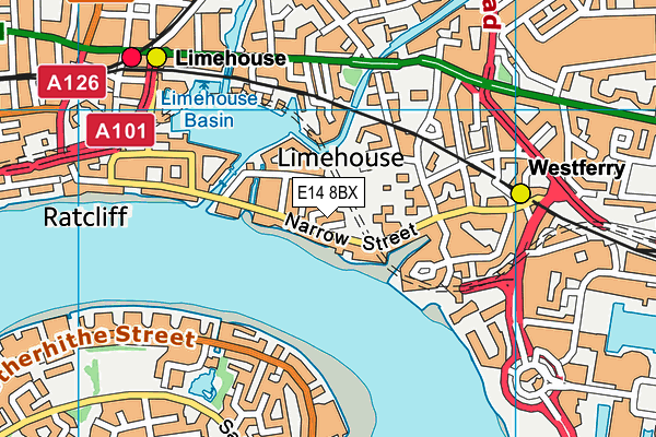 E14 8BX map - OS VectorMap District (Ordnance Survey)